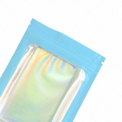 Multi-Size Double-sided Blue Glossy Foil Mylar Flat Zip Lock Bag w/Front Window