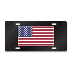 AMERICAN FLAG BASIC Chrome or Black Acrylic Standard License Plate LP0264