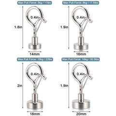 5/10Pcs Dia Strong Magnetic Hook Hanger N38 Neodymium Clamping Magnet Hooks Base
