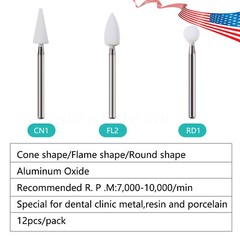 12 pcs Dental Polishing White Stone Polisher Bur FG Coarse/Fine For Finishing
