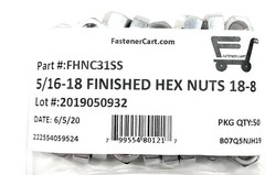 (50) 5/16-18 Finished Hex Nuts Stainless Steel (50 Pieces) Free Shipping