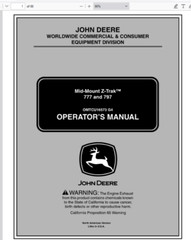 John Deere 777 797 Max Frame Z-Trak Mower Technical Manual Repair TM2077 PDF USB