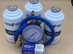 R600a Refrigerant – 99.7% High-Purity Isobutane | EPA-Approved, 3 can, gauge,tap