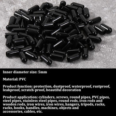 100 Rubber Screw Covers Caps 5mm Bolt End Caps Black Vinyl Protective Tips