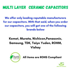 50pcs, SMD (MLCC) Ceramic Capacitor, 0402, 0603, 0805, 1206, 1210, X5R, X7R, Y5V
