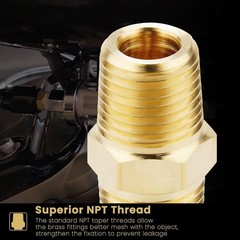 1/8 NPT Solid Brass Nipples – Heavy-Duty Pipe Adapter Fittings, 4-Pack