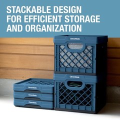 CleverMade Collapsible Milk Crate 25L (6.6 Gal), 50 lb Capacity Heavy Duty Fo…