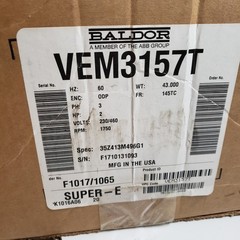 Baldor Reliance Super-E Motor VEM3157T 2HP 1750RPM 3PH 145TC 230/460V ODP NIB