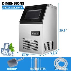 80-150 LB Built-In Commercial Ice Maker Stainless Ice Cube Machine Freestanding