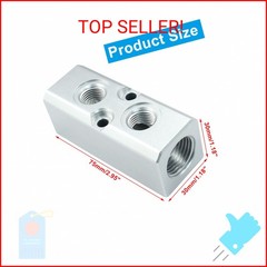 Litoexpe 2 Way Pneumatic Manifold Air Distribution Block, G1/2 Supply Port, G1/4