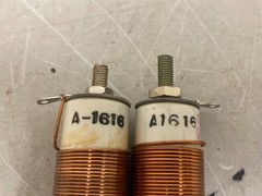 Lot of 2 Vintage Copper Wire Inductor Coils A-1616 Tube Radio Amplifier Parts