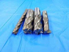 LOT OF 4 HSS ROUGHING END MILLS SQUARE & CORNER RADIUS VARIOUS SIZES UP TO 1″