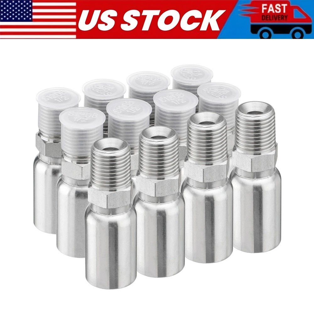 12 Pack 1/2″ NPTF Hydraulic Hose End Fittings, 1/2″ I.D. Hose x 1/2″ NPTF Male