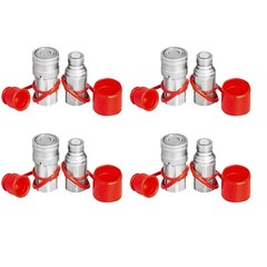 4 SETS 1/2″ Flat Face Hydraulic Coupler Quick Connect Skid Steer Bobcat