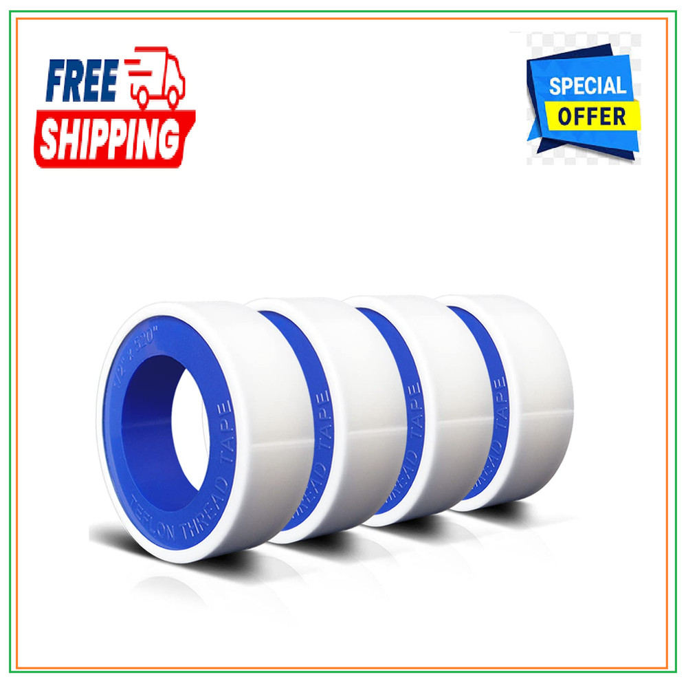 4 Rolls 1/2 Inch(W) X 520 Inches(L) Teflon Plumbers Tape,Pipe Sealing & Plumbing