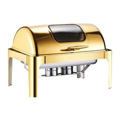 Roll Top Chafing Dish Buffet Complete Set, 9Qt Stainless Steel Chafer with Full