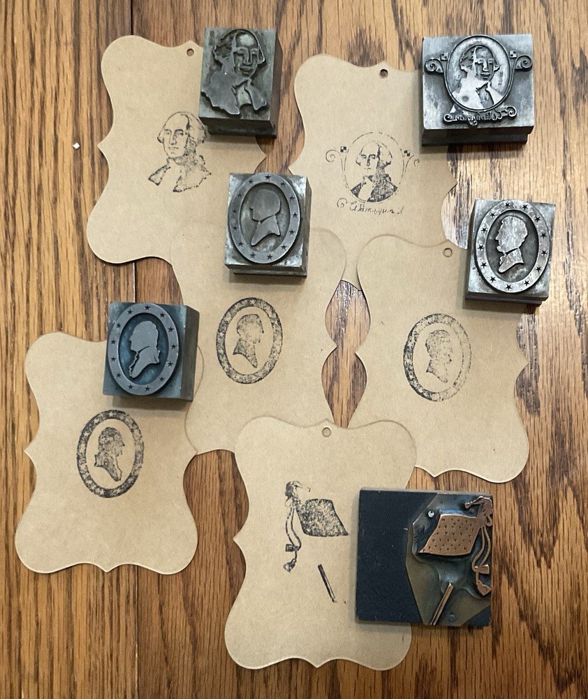 Vintage Presidential Printers Block Press Metal/wood Lot “6”