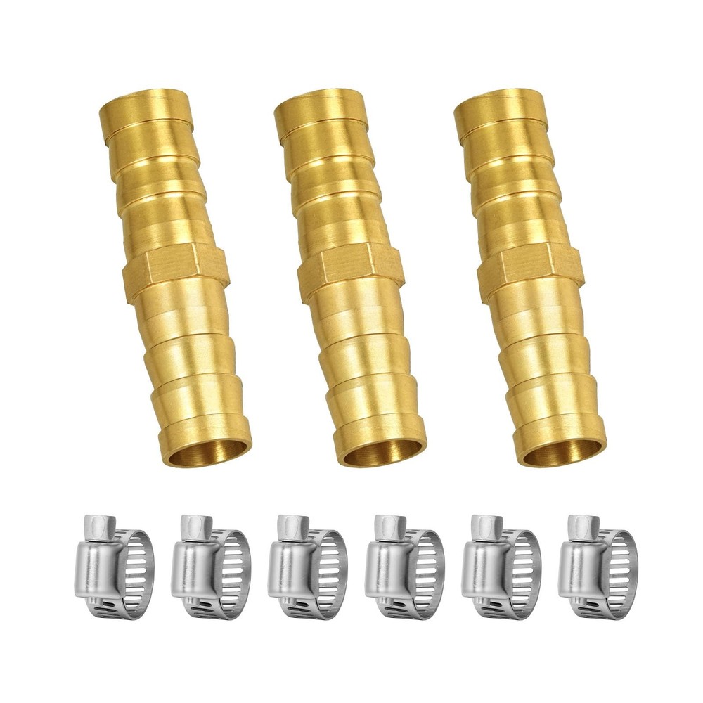 3/8″ Hose Barb Fitting Kit, 3-Pack Brass Straight Connector for Fuel Line, Air,