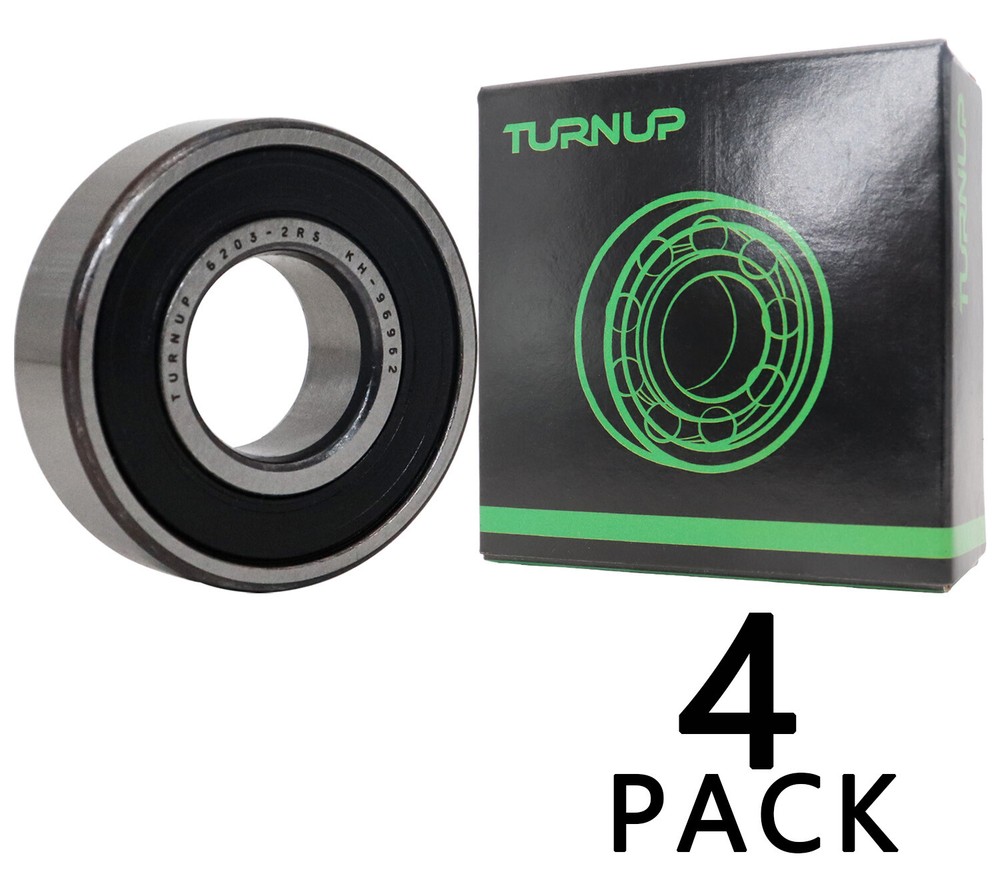 (4 PACK) USA TURNUP 6203-2RS 17X40X12MM Double Rubber Seal Ball Bearings