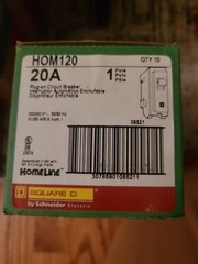 NEW HOM120, (1) BOX OF (10) 20 Amp, 120 Volt, 1 Pole, Circuit Breakers