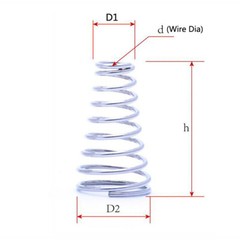 304Stainless Steel Coil Springs,Conical Cone Compression Spring Wire Dia 0.4-2mm