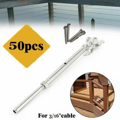 50* 3/16″ T316 Stainless Steel Cable Railing Hardware Turnbuckle Tensioner Kit