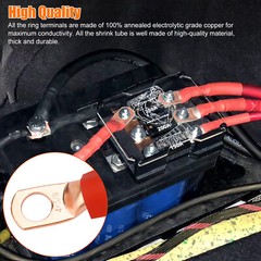 10x 4 AWG Gauge Copper Lugs + 10x Heat Shrink Ring Terminals Wire Connectors Kit