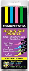 Bible Dry Highlighter Kit GTL 4 Pens + 8 Refills Yellow, Blue, Green, Pink