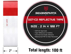 2 Rolls DOT‑C2 Conspicuity Tape Red/White Reflective Safety Tape 2” x 100’ 0000