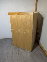 Vintage Industrial Mission Style Oak Wood Filing File Cabinet 2 Drawer Brass N54