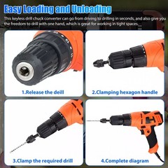 4Pcs 1/4-inch hex shank Versatile Conversion Drill chuck for 0.3-6.5 mm/3.6 mm