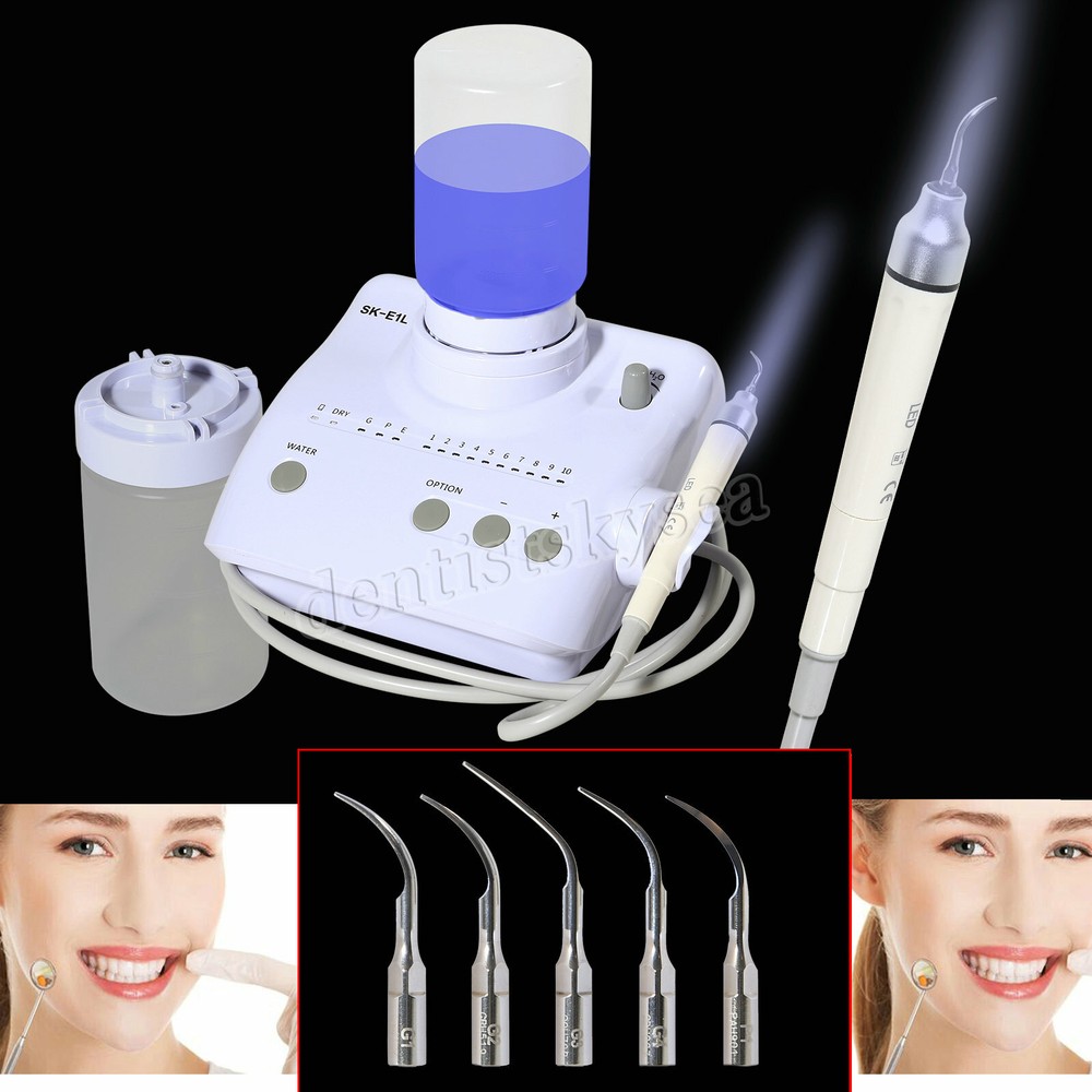 Dental Piezo Ultrasonic Scaler With 5 Tips&2 bottles Fit EMS Cavitron-LED