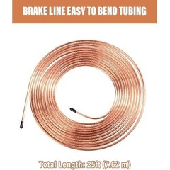 25 Ft Flexible Tube Line Roll, 1/4″ Brake Line Tubing Kit, Copper Color: Gold