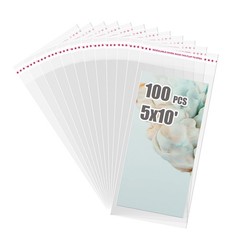 100 PCS 5×10-inch Self Sealing Cellophane Bags Clear Resealable Sleeves