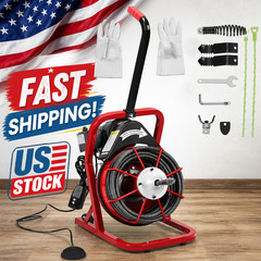 75Ft 1/2″ Drain Cleaner Machine with Auto Feed & 4 Cutters, Heavy Duty Electric
