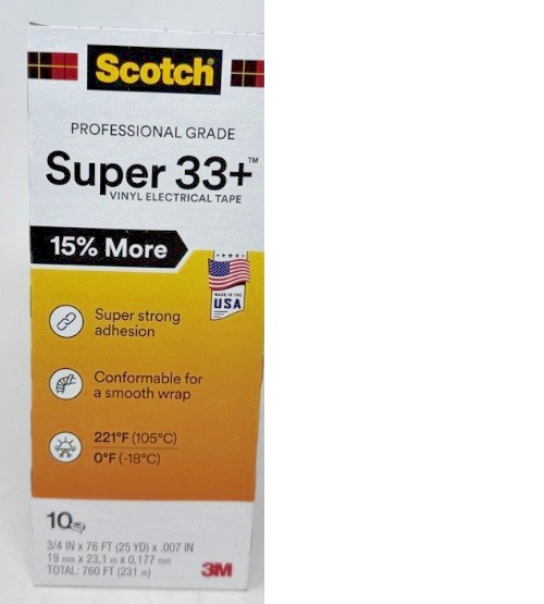 3M Scotch Super 33+ Electrical 3/4 IN x 76 FT (25 YD) New 10 Pack – NIB Lot 5