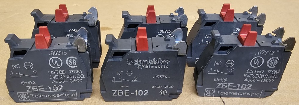 Telemecanique/Schneider ZBE-102 Contact Block (lot of 6)