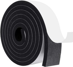 Durable 6.5FT Weatherstrip, 2×3/8in Black Adhesive Foam Tape for Home Insulation