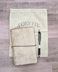 Foxy Fix Leather Notebook Cover, Off White Snowflake, 4.5″x7.25″, Quad Elastics