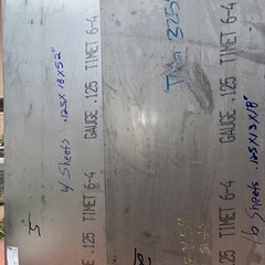 .125 X 13 X 18” On 6AL/4V Titanium Sheets