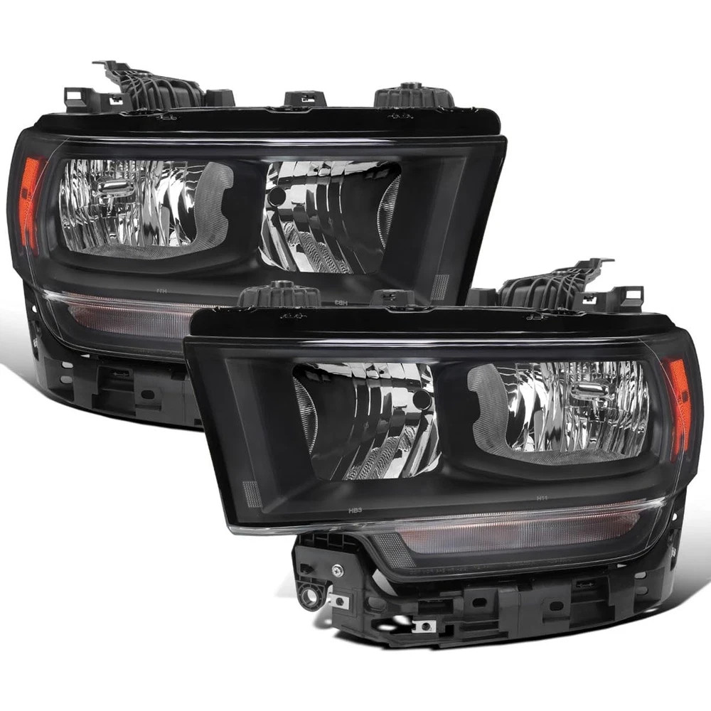 2019-2024 Ram 2500 3500 4500 5500 Halogen Headlights Pair Black