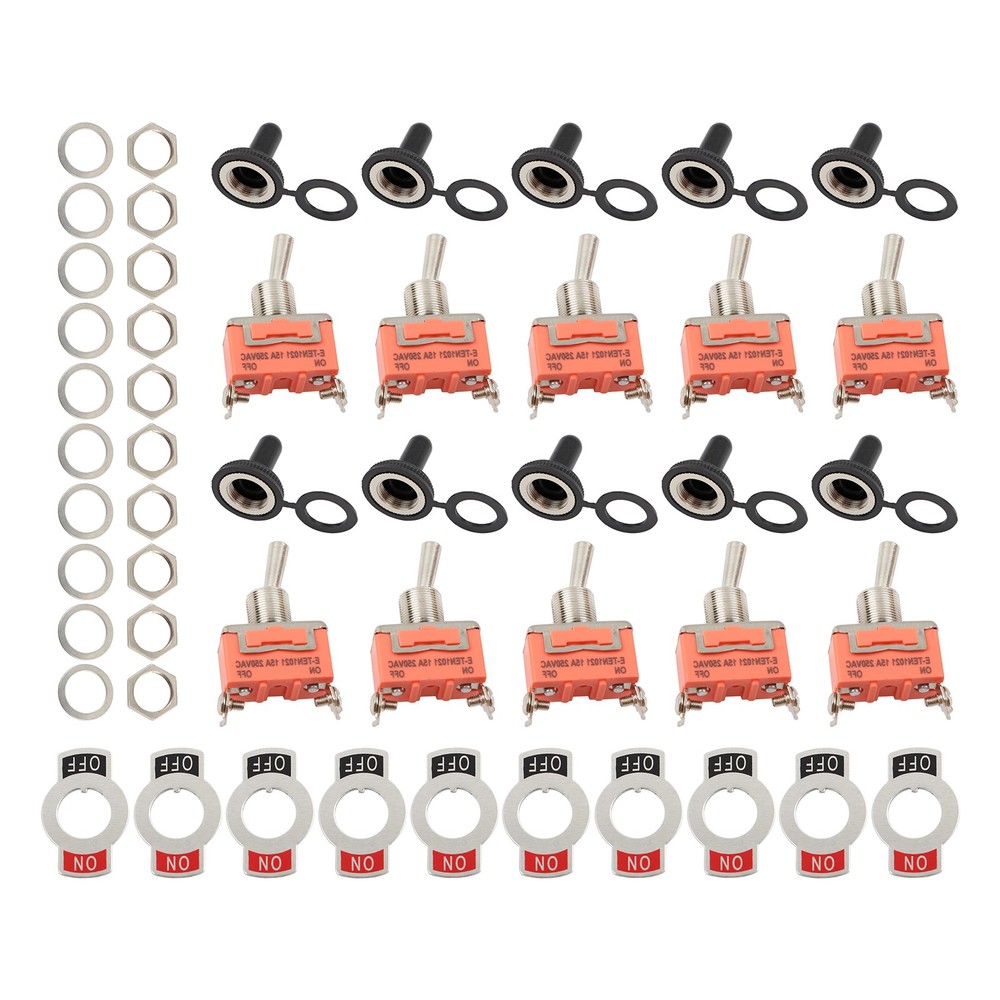 10x Waterproof Heavy Duty Toggle Switch ON/OFF 2 Terminal Car Boat SPST 15A 250V
