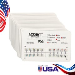 20 X AZDENT Dental Orthodontic Brackets Braces Mini MBT.022 Hooks 3-4-5 Metal