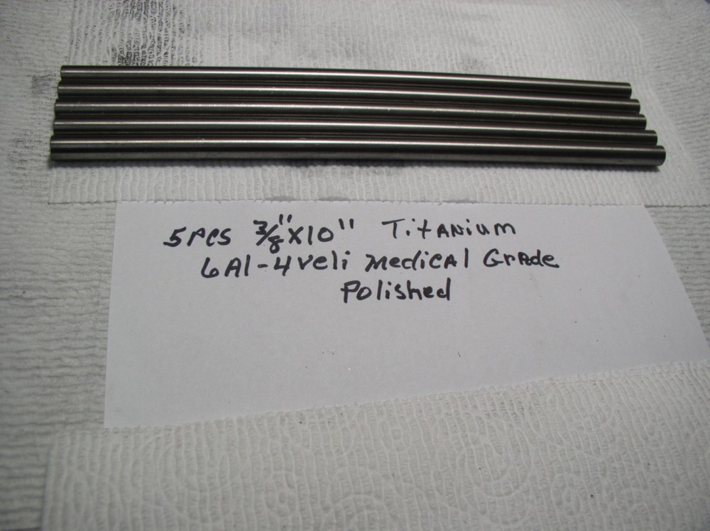 3/8″ TITANIUM ROUND ROD BAR 6 AL-4VELI 5 pc. 10″ + LONG MEDICAL GRADE 23