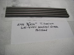 3/8″ TITANIUM ROUND ROD BAR 6 AL-4VELI 5 pc. 10″ + LONG MEDICAL GRADE 23