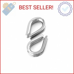 YAMASO 50pcs 1/16″ M2 Stainless Steel Thimble for Diameter Wire Rope Cable Thimb