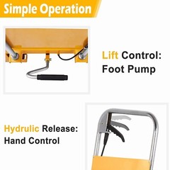 APOLLOLIFT 1760lb Heavy Duty Hand Lift Table Hydraulic Trolley Cart 59″ Max Lift