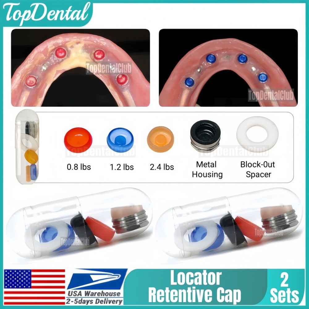 USA 2Kit Dental Overdenture Locator Abutments Retention Caps Implant Insert Tool