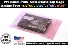 Pink Anti-Static Plastic Bags 4Mil Top Lock Zip Seal Reclosable 2.5×3 4 5 6 8″