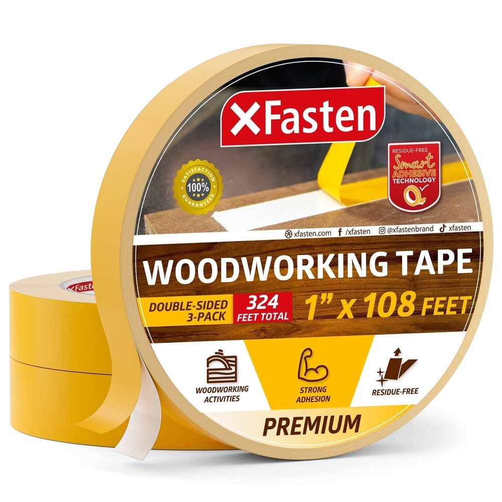 XFasten Double Sided Woodworking Tape, 1-Inch by 36-Yards, 3-Pack – Double Fa…